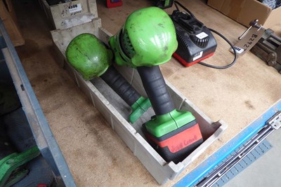 Lot 4595 - 2x green Snap-On battery powered nut runners...