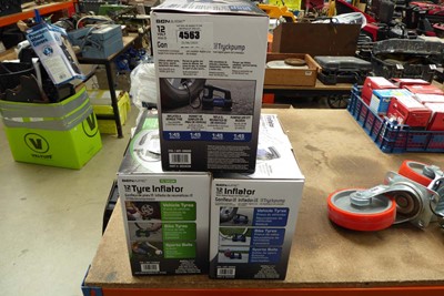 Lot 4563 - Three boxed Bonaire tyre inflators