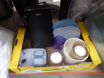 Lot 3027 - Tray containing semantic candles, plates,...