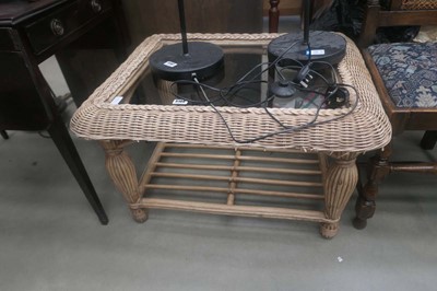 Lot 5108 - Glazed bamboo lamp table