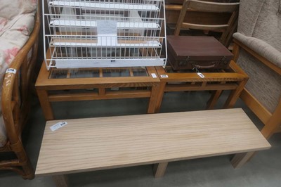 Lot 5113 - Pair of glazed oak lamp tables