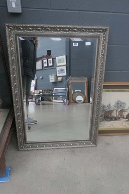 Lot 5017 - Rectangular bevelled mirror in floral silver...