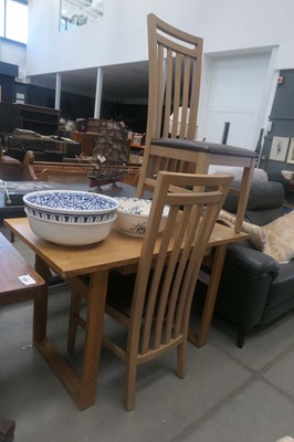 Lot 5125 - Modern oak desk plus two chairs