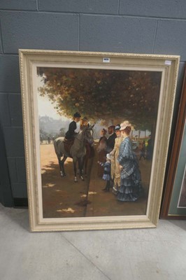 Lot 5026 - Oleograph with highlights, cityscape with...