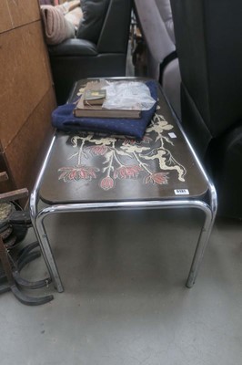 Lot 5131 - 1960s chrome coffee table with floral pattern