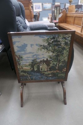 Lot 5132 - Metamorphic firescreen table with embroidered...