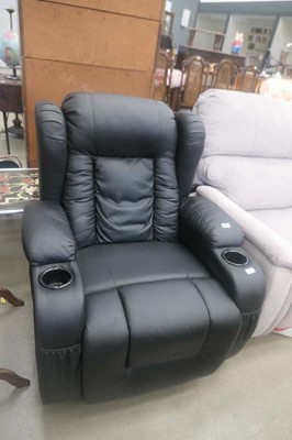 Lot 5133 - Black leather effect reclining, massaging and...