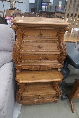 Lot 5135 - Two pine lamp tables with carved detail
