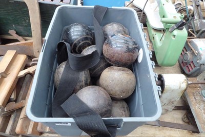 Lot 4656 - Grey plastic crate of Crown Green Bowls