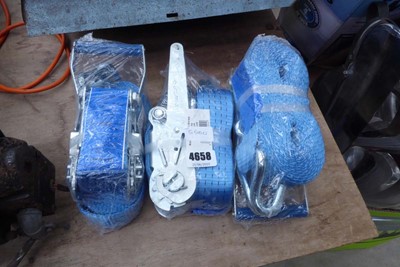 Lot 4658 - 3 packaged blue ratchets and straps