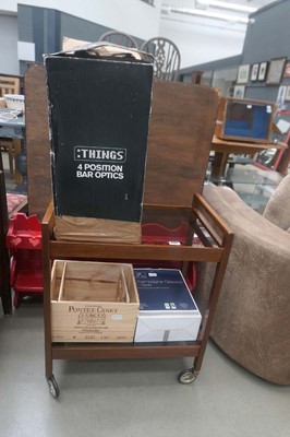 Lot 5157 - Glazed teak two tier tea trolley, quantity of...