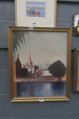 Lot 5044 - Oil on board of Bedford embankment