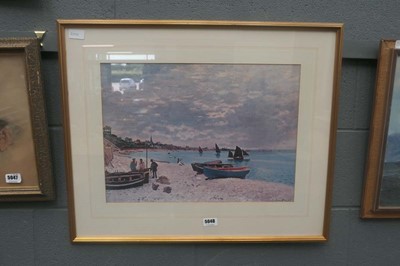 Lot 5048 - Coastal print with beached fishing boats