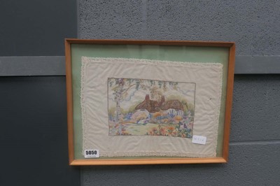 Lot 5050 - Framed and glazed country cottage embroidery