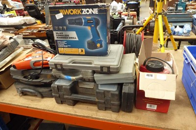 Lot 4676 - Power Devil router, Workzone drill, and Black...