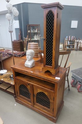 Lot 5087 - Jali entertainment stand with metal lattice...