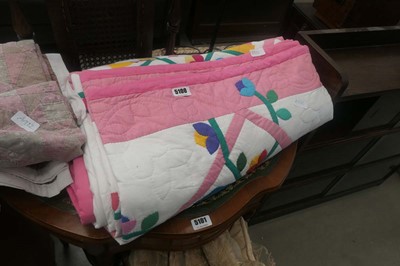 Lot 5100 - Two patchwork quilts plus a bag containing throws