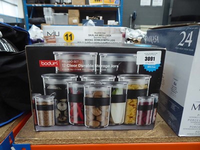 Lot 3091 - Bodum clear durable storage jars + some mixing...