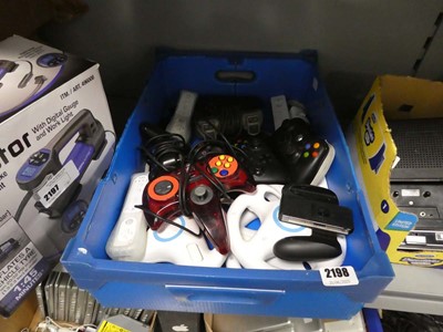 Lot 2198 - Box containing various game controllers