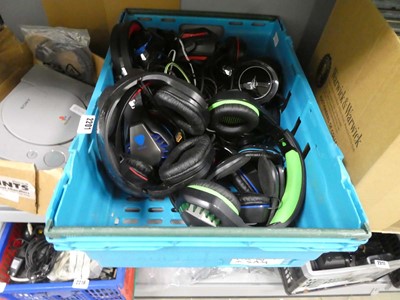 Lot 2201 - Box containing various headphones and head sets
