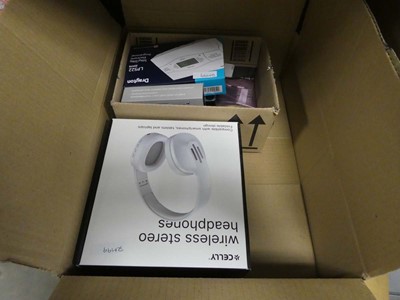 Lot 2205 - Box containing wireless headphones, 5 day...