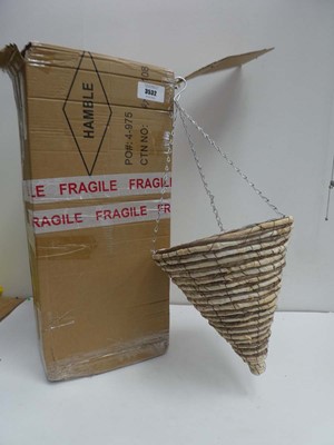Lot 3532 - Box of 10 12" rope cone hanging baskets