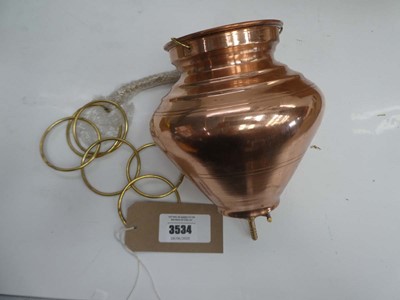 Lot 3534 - Copper Shirodhara pot with control valve
