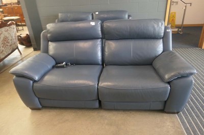 Lot 5359 - Blue leather effect electric reclining 2...