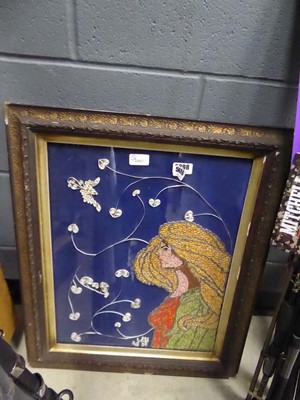 Lot 5466 - (3) paperwork wall hanging with lady figure...