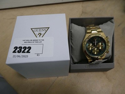 Lot 2322 - Boxed Guess sub dial wrist watch in green and...