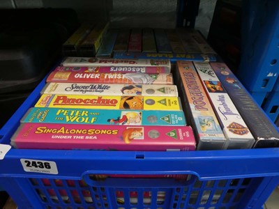 Lot 2436 - Box containing various Disney and other VHS tapes