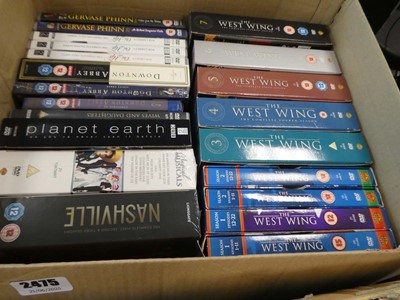 Lot 2475 - Box containing boxsets of DVDs including The...