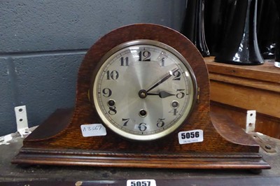 Lot 5056 - Oak Napoleon hat mantle clock
