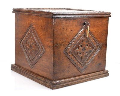 Lot 17 - A 19th century oak box of square form with...