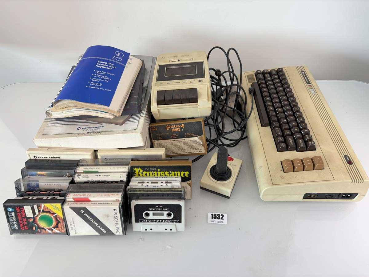 Lot Commodore Vic-20 with qty of games and...