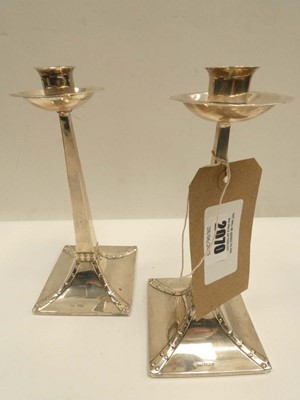 Lot 2070 - Pair silver Arts & Crafts candlesticks, James...