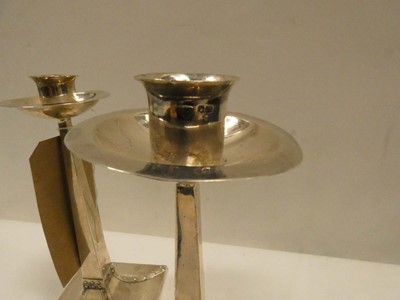 Lot 2070 - Pair silver Arts & Crafts candlesticks, James...