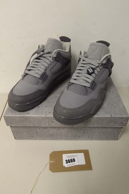 Lot 3660 - Boxed pair of Air Jordan 4 Retro, grey, UK 7