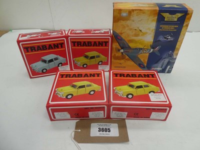 Lot 3605 - 4 Trababt R5640 collatable model car and Corgi...