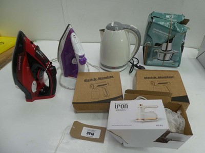 Lot 3618 - Food processor, kettle, 2 steam irons, 2...