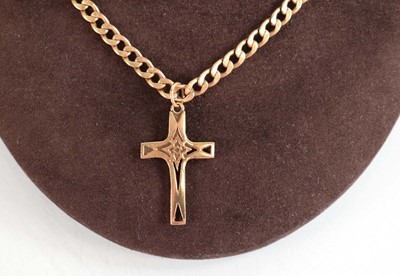 Lot 533 - A 9ct yellow gold flat curblink necklace...