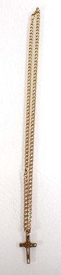 Lot 533 - A 9ct yellow gold flat curblink necklace...