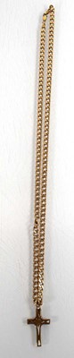 Lot 533 - A 9ct yellow gold flat curblink necklace...