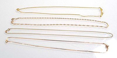 Lot 538 - Four 9ct yellow gold necklaces including a...