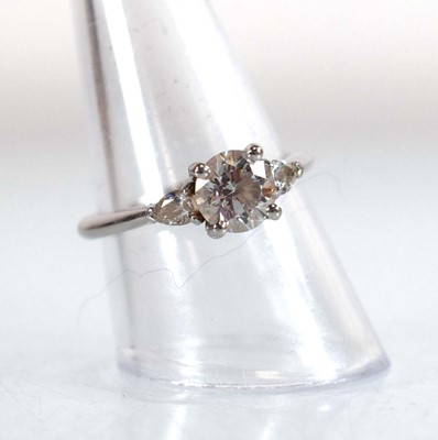 Lot 547 - A platinum ring set brilliant cut lab grown...