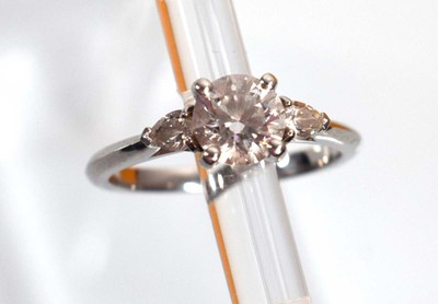 Lot 547 - A platinum ring set brilliant cut lab grown...