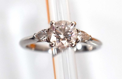 Lot 547 - A platinum ring set brilliant cut lab grown...