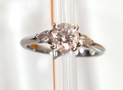 Lot 547 - A platinum ring set brilliant cut lab grown...