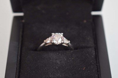 Lot 547 - A platinum ring set brilliant cut lab grown...
