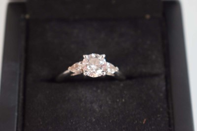Lot 547 - A platinum ring set brilliant cut lab grown...